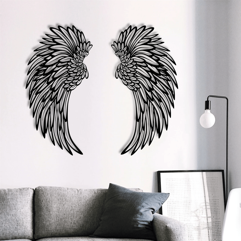 🔥 - 1 PAIRE D'AILES D'ANGE MURAL EN MÉTAL AVEC LUMIÈRES LED - 🎁CADEAU POUR ELLE