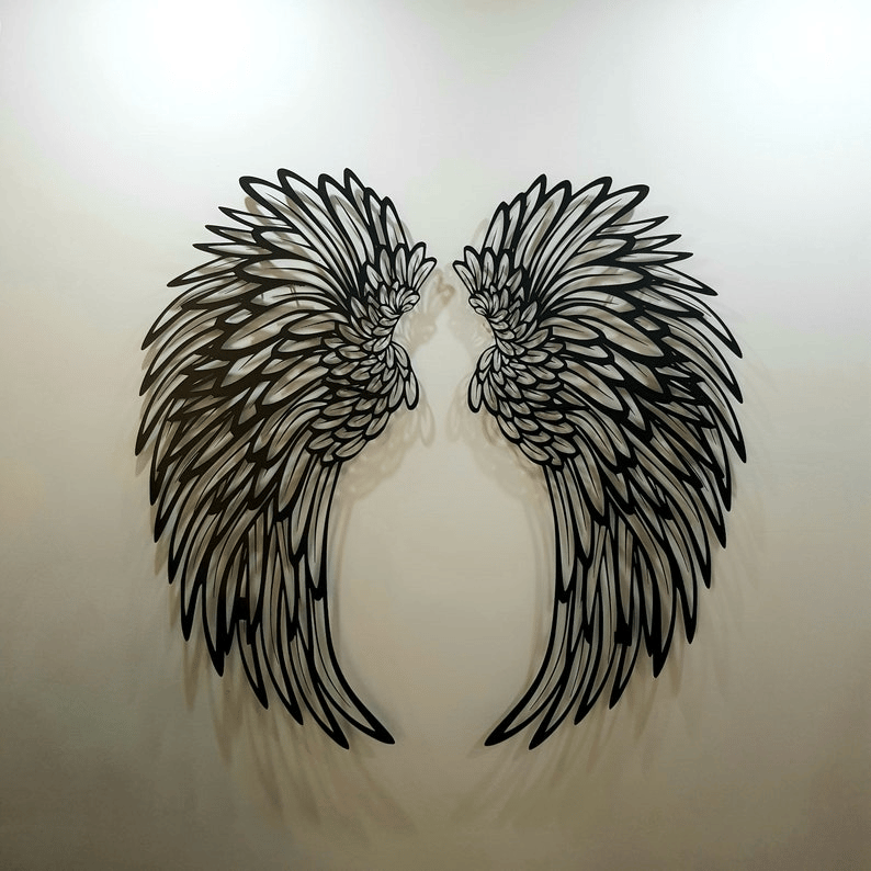 🔥 - 1 PAIRE D'AILES D'ANGE MURAL EN MÉTAL AVEC LUMIÈRES LED - 🎁CADEAU POUR ELLE