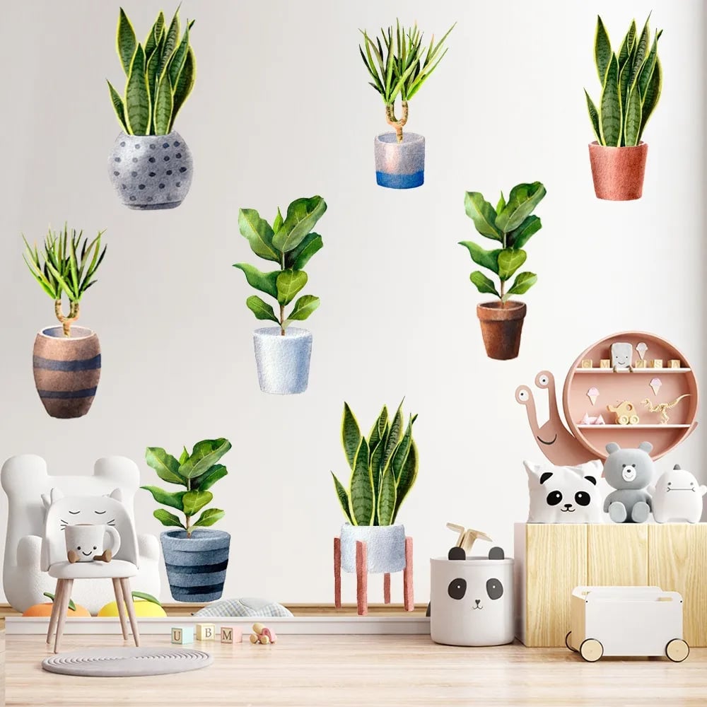 Autocollant mural 3D plante verte