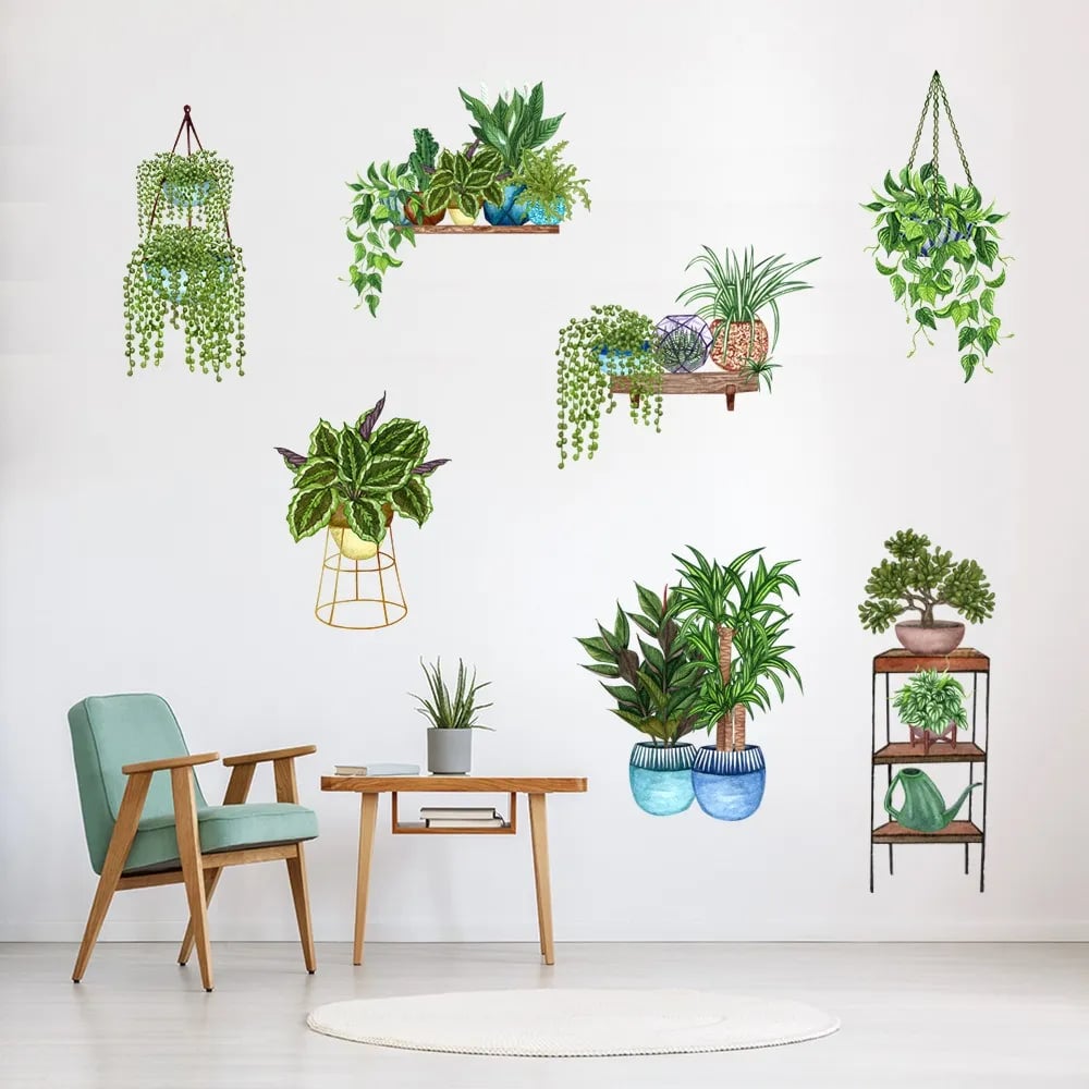 Autocollant mural 3D plante verte