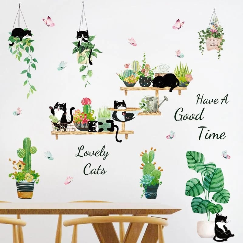 Autocollant mural 3D plante verte